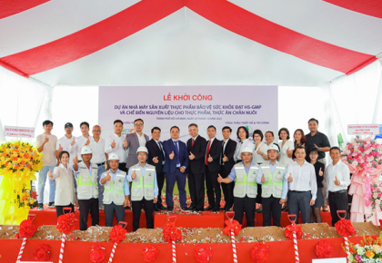 LỄ KHỞI CÔNG NHÀ MÁY SẢN XUẤT THỰC PHẨM BẢO VỆ SỨC KHỎE ĐẠT HS-GMP VÀ CHẾ BIẾN NGUYÊN LIỆU CHO THỰC PHẨM THỨC ĂN CHĂN NUÔI.