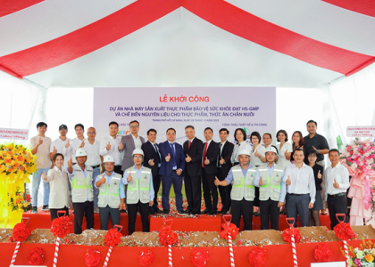 LỄ KHỞI CÔNG DỰ ÁN NHÀ MÁY SẢN XUẤT THỰC PHẨM BẢO VỆ SỨC KHỎE ĐẠT HS-GMP VÀ CHẾ BIẾN NGUYÊN LIỆU CHO THỰC PHẨM THỨC ĂN CHĂN NUÔI.